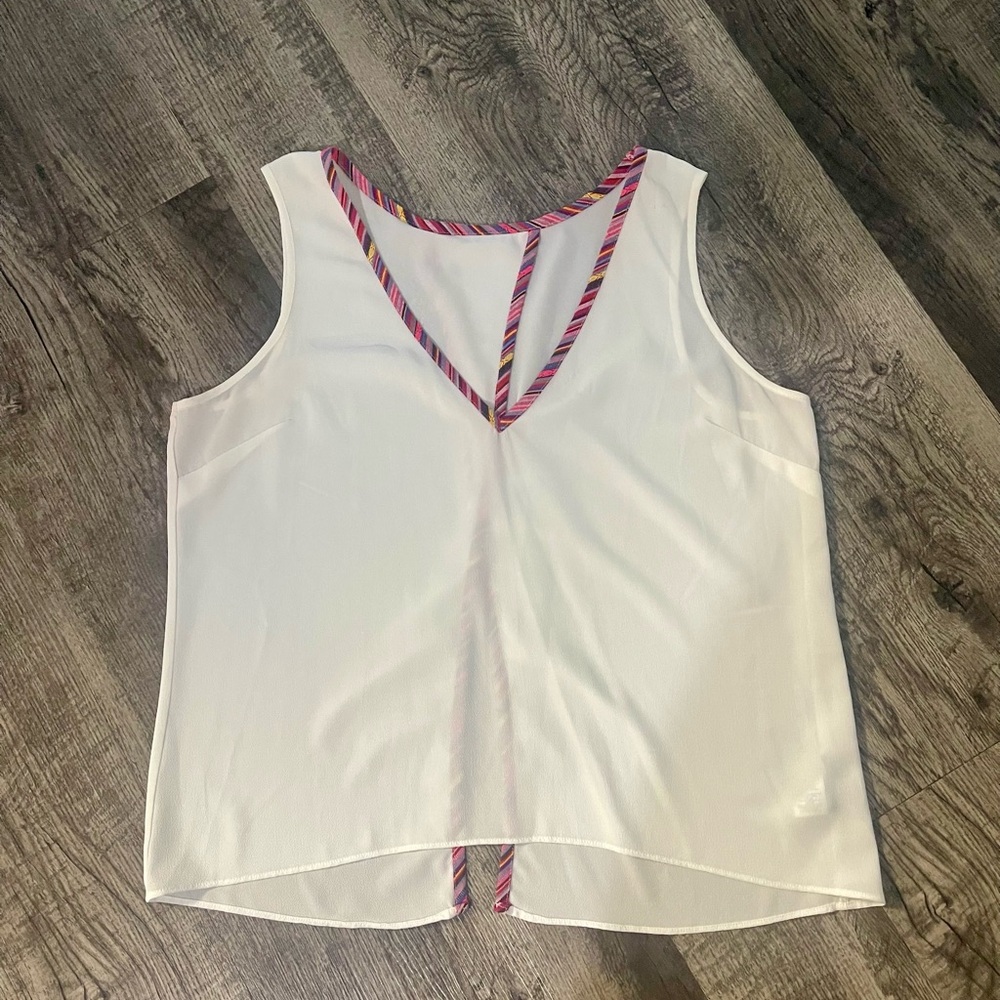 mark. White Tank Top with Pink Accents